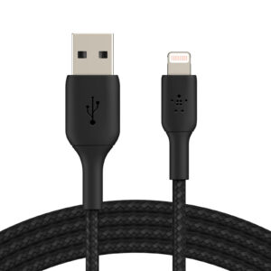 Cable lightning vers USB-A - 2 m Tressé NOIR