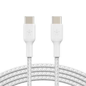 Cable USB c vers USB C - 1m tressé - BLANC