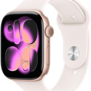 Apple Watch Series 11 - 42 mm - Aluminium or rose - Bracelet Sport - Rose tendre M/L