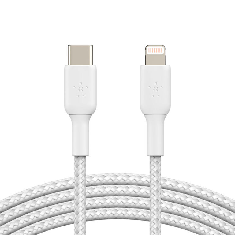 Cable lightning vers USB-C - 2 m Tressé BLANC