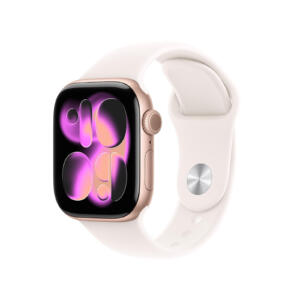 Apple Watch Series 11 - 42 mm - Aluminium or rose - Bracelet Sport - Rose tendre S/M