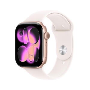 Apple Watch Series 11 - 46 mm - Aluminium or rose - Bracelet Sport - Rose tendre S/M
