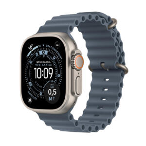 Apple Watch ULTRA 3 - 49 mm - Titane naturel - Bracelet Océan - Bleu maritime