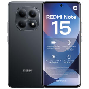 Redmi Note 15 4G - Noir - 256 Go - 4G - écran 6,77" - RAM 8 Go - Double SIM - 108+2+2 Mpx - 20 Mpx - HyperOS 2 - garanti