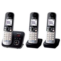 Téléphone sans fil trio - Panasonic KX-TG6823FRB DECT Téléphone Numérique Sans Fil Répondeur Numérique, Base et 3 Combin