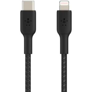 Cable lightning vers USB-C - 1 m Tressé NOIR