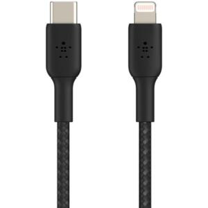 Cable lightning vers USB-C - 2 m Tressé NOIR