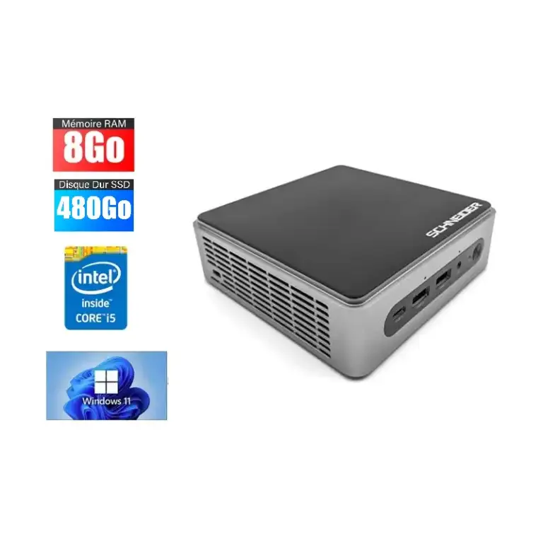 Mini PC ProSeries NUC - Intel Core i5 1235U - RAM 8 Go - 512 Go SSD - Intel Iris Xe - Windows 11 Professionnel - Ind. ré